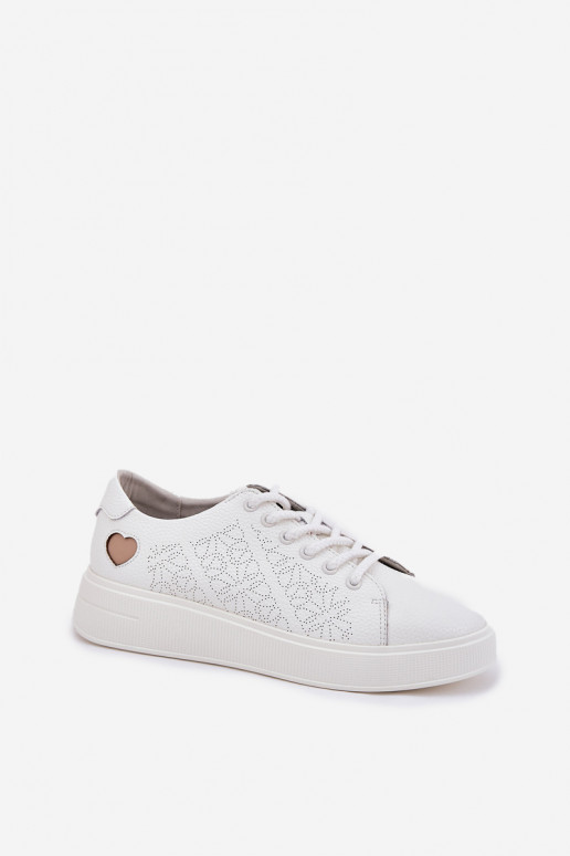 Oda Sneakers modelio batai Moteriškas su platforma Vinceza 88018 baltos spalvos Oda Sneakers modelio batai Moteriškas su platforma Vinceza 88018 baltos spalvos