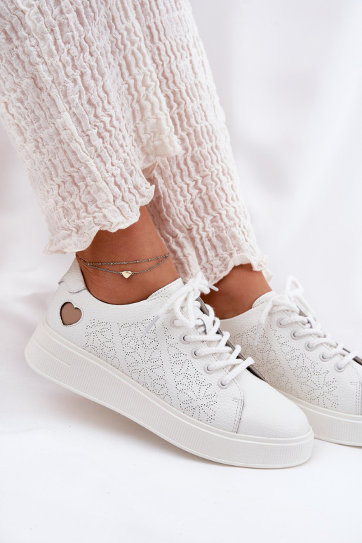 Oda Sneakers modelio batai Moteriškas su platforma Vinceza 88018 baltos spalvos Oda Sneakers modelio batai Moteriškas su platforma Vinceza 88018 baltos spalvos