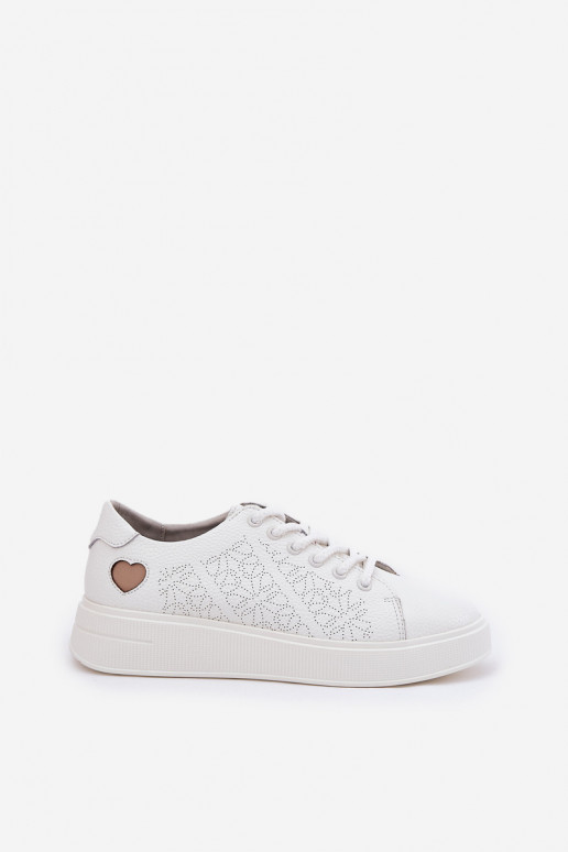 Oda Sneakers modelio batai Moteriškas su platforma Vinceza 88018 baltos spalvos Oda Sneakers modelio batai Moteriškas su platforma Vinceza 88018 baltos spalvos