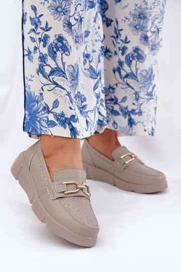 moteriški mokasinai Oda Ze aukso spalvosm Detalem Vinceza 88007 smėlio spalvos