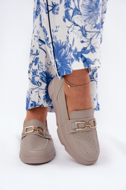 moteriški mokasinai Oda Ze aukso spalvosm Detalem Vinceza 88007 smėlio spalvos