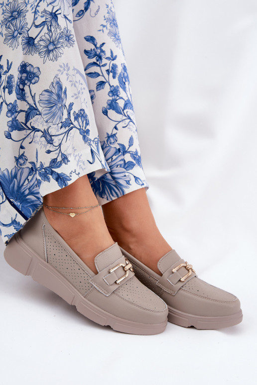 moteriški mokasinai Oda Ze aukso spalvosm Detalem Vinceza 88007 smėlio spalvos