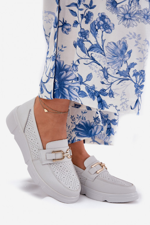 moteriški mokasinai Oda Ze aukso spalvosm Detalem Vinceza 88007 pilkos spalvos