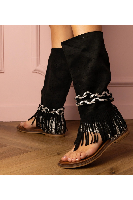 Juodi moteriški sandalai su aukšta...