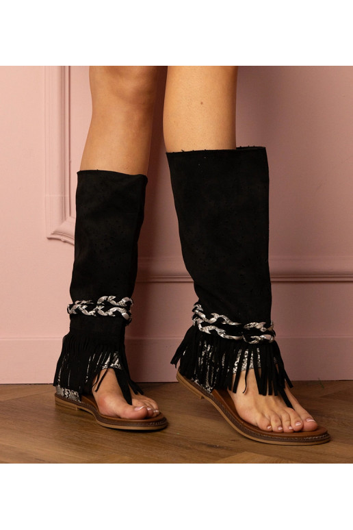 Juodi moteriški sandalai su aukšta...