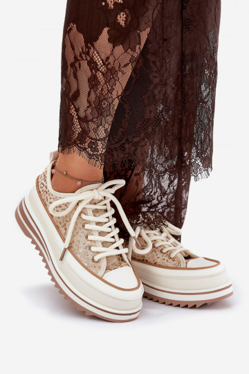 Laisvalaikio bateliai su platforma S.Barski BF51-101 smėlio spalvos