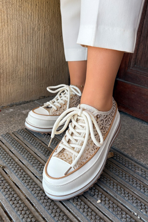 Laisvalaikio bateliai su platforma S.Barski BF51-101 smėlio spalvos