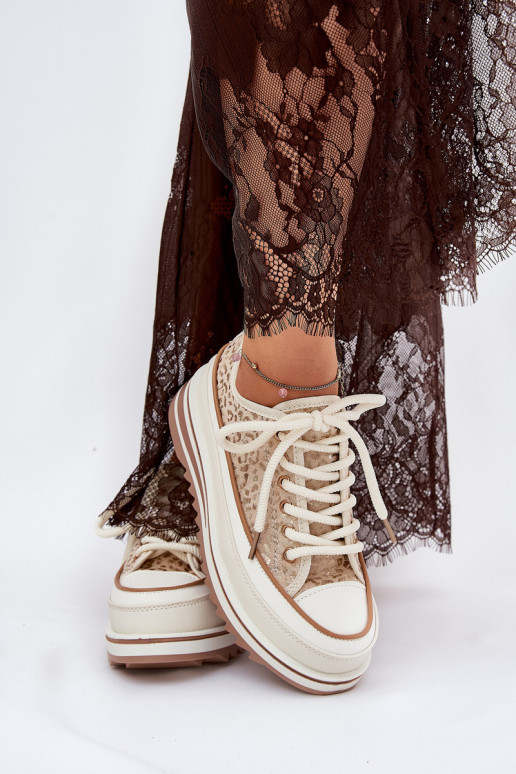 Laisvalaikio bateliai su platforma S.Barski BF51-101 smėlio spalvos