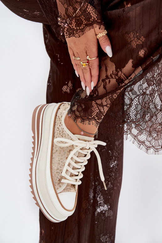 Laisvalaikio bateliai su platforma S.Barski BF51-101 smėlio spalvos