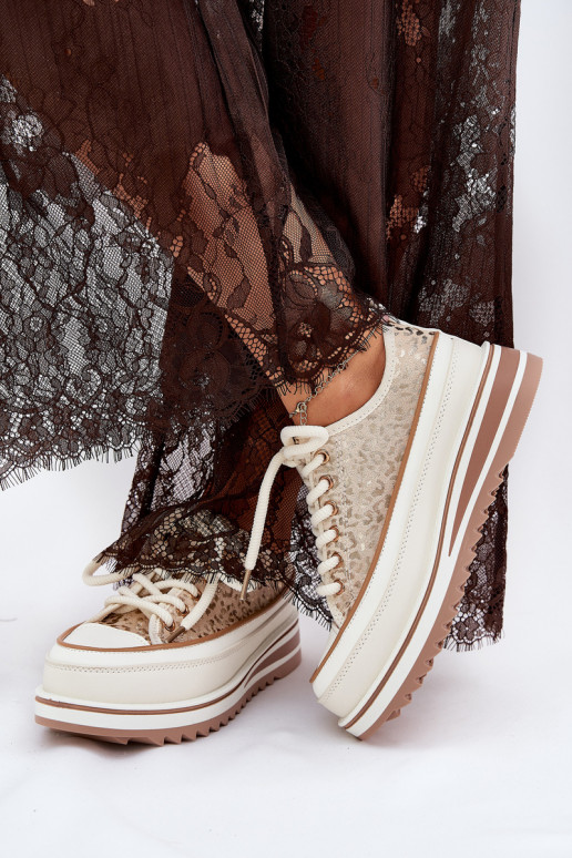 Laisvalaikio bateliai su platforma S.Barski BF51-101 smėlio spalvos