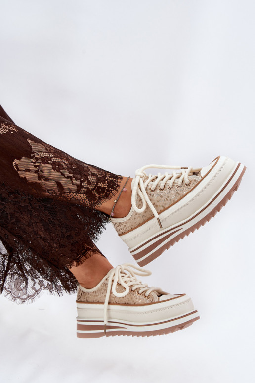 Laisvalaikio bateliai su platforma S.Barski BF51-101 smėlio spalvos