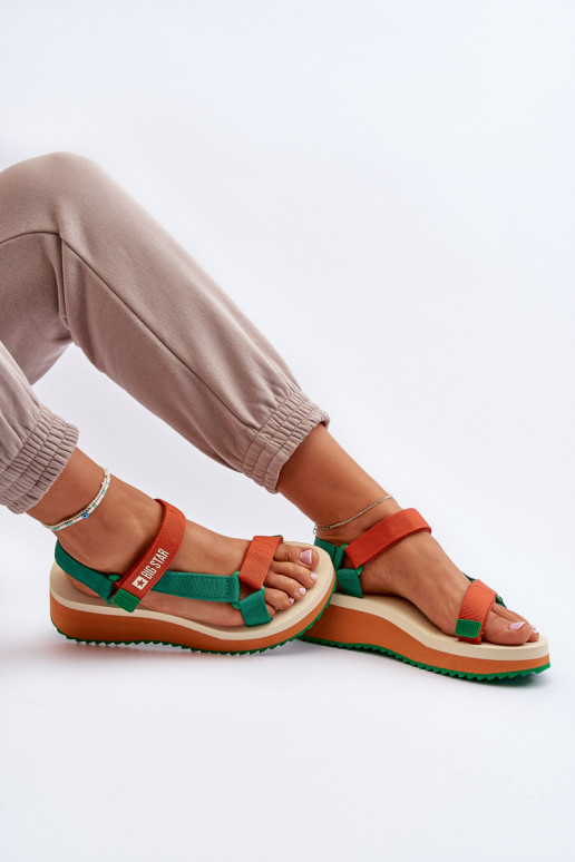 Moteriškos basutės su platforma I Koturnie Big Star NN274A053 žalios-oranžinės spalvos