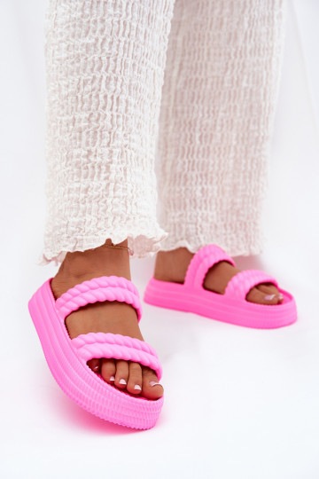 Lengvos šlepetės  Moteriškos šlepetės su platforma S.Barski ZK51-001 rožinės spalvos 2