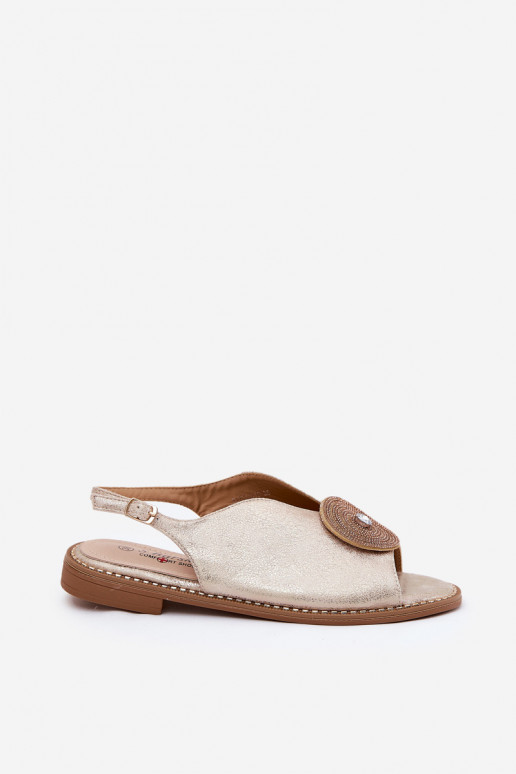 su blizgesiu Moteriškos basutės Ozdobnym Detalem S.Barski KV51-012 aukso spalvos