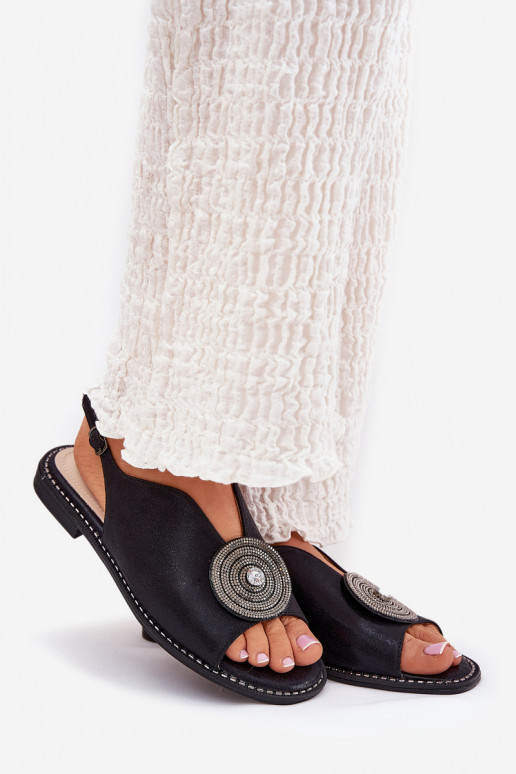 su blizgesiu Moteriškos basutės Ozdobnym Detalem S.Barski KV51-012 juodos spalvos