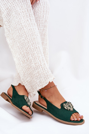 Moteriškos basutės Su puošniais su širdelėmism S.Barski KV27-018 žalios spalvos