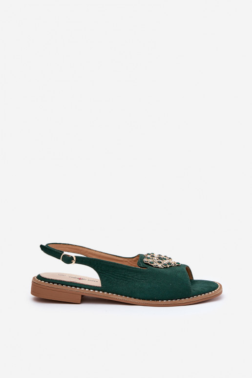 Moteriškos basutės Su puošniais su širdelėmism S.Barski KV27-018 žalios spalvos