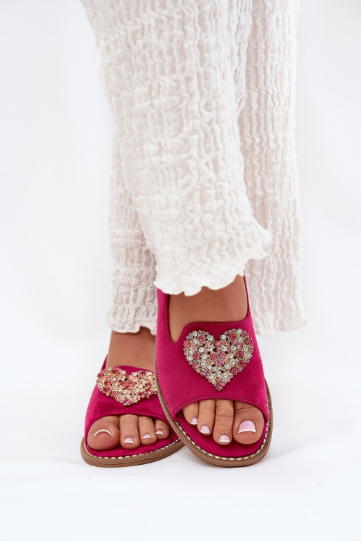 Moteriškos basutės Su puošniais su širdelėmism S.Barski KV27-018 rožinės spalvos