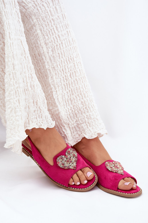 Moteriškos basutės Su puošniais su širdelėmism S.Barski KV27-018 rožinės spalvos