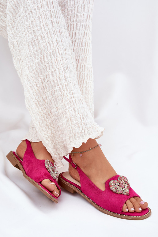 Moteriškos basutės Su puošniais su širdelėmism S.Barski KV27-018 rožinės spalvos