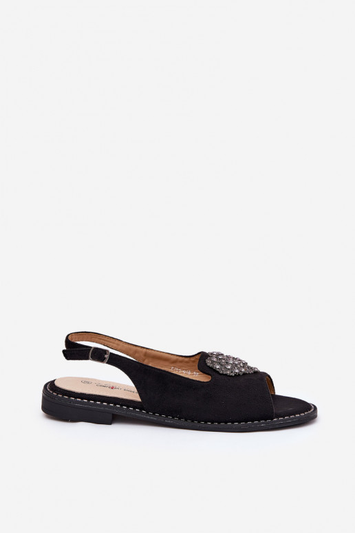 Moteriškos basutės Su puošniais su širdelėmism S.Barski KV27-018 juodos spalvos