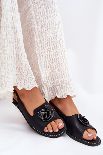 su blizgesiu Moteriškos basutės su ornamentais S.Barski KV51-006 juodos spalvos