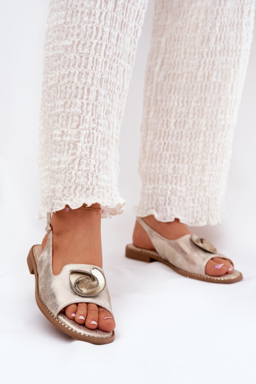 su blizgesiu Moteriškos basutės su ornamentais S.Barski KV51-006 aukso spalvos