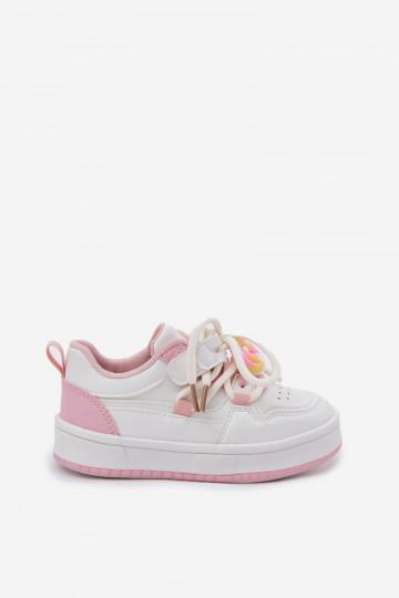 Sneakers modelio batai Vaikiški su lipniais užsegimais Z Przypinką Lizak Baltos-rožinės spalvos Odalira 2