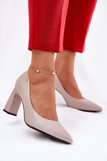 Elegantiško stiliaus Bateliai Įjungta SłupkoĮym Obcasie Vinceza 62221 pilkos spalvos