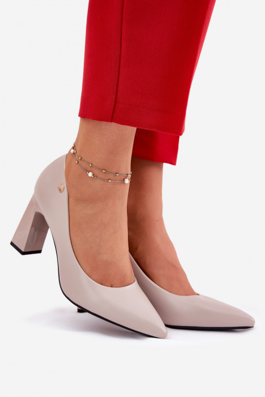 Elegantiško stiliaus Bateliai Įjungta SłupkoĮym Obcasie Vinceza 62221 pilkos spalvos