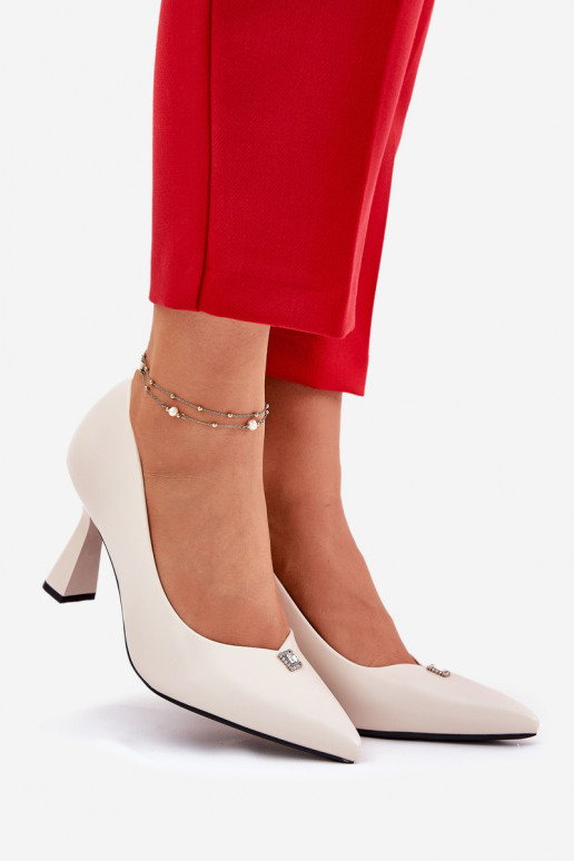 Elegantiško stiliaus Bateliai Įjungta Rozszerzanej Szpilce Vinceza 62222 smėlio spalvos