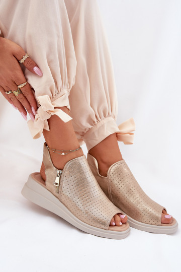 Moteriškos basutės Ant pleišto aukso spalvos Mevinette