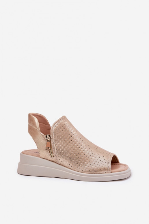 Moteriškos basutės Ant pleišto aukso spalvos Mevinette Moteriškos basutės Ant pleišto aukso spalvos Mevinette