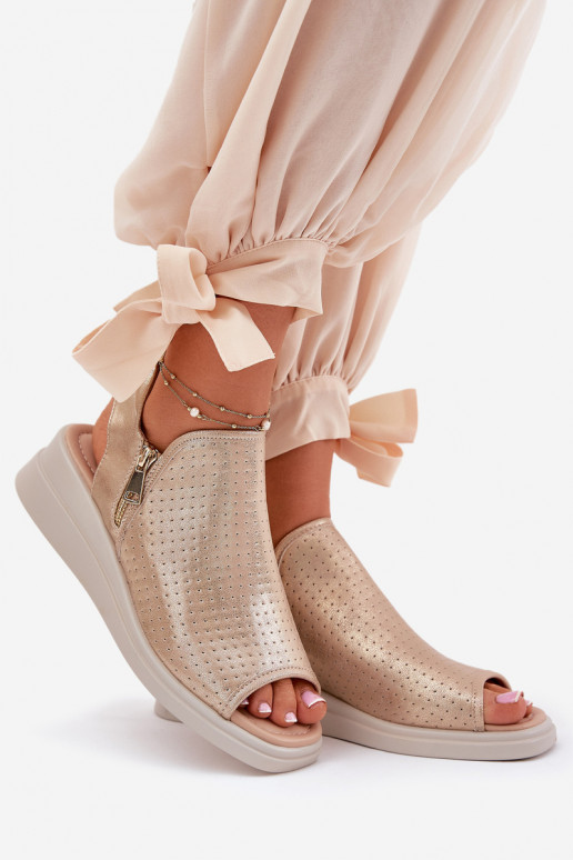 Moteriškos basutės Ant pleišto aukso spalvos Mevinette Moteriškos basutės Ant pleišto aukso spalvos Mevinette