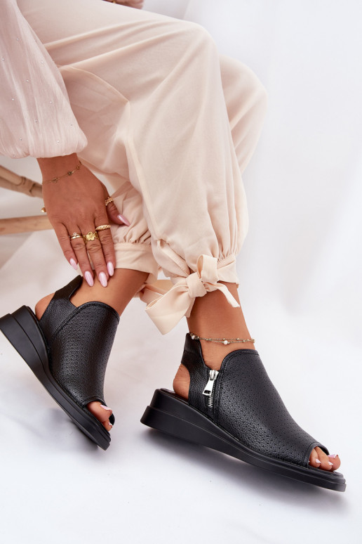 Moteriškos basutės Ant pleišto juodos spalvos Mevinette Moteriškos basutės Ant pleišto juodos spalvos Mevinette