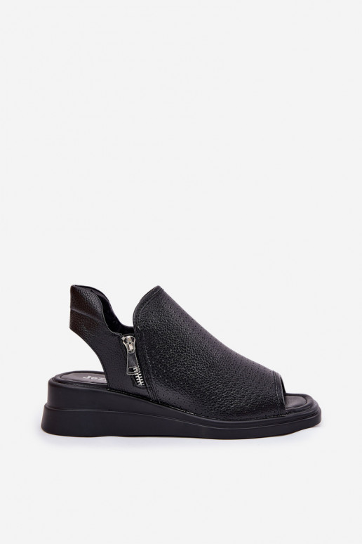 Moteriškos basutės Ant pleišto juodos spalvos Mevinette Moteriškos basutės Ant pleišto juodos spalvos Mevinette