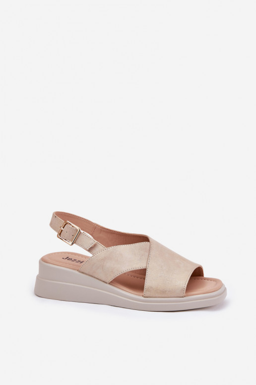 Moteriškos basutės Ant pleišto iš eko odos aukso spalvos Quilara