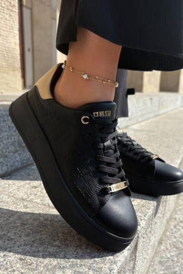 Sneakers modelio batai moterims iš dirbtinės odos Big Star RR274257 juodos spalvos