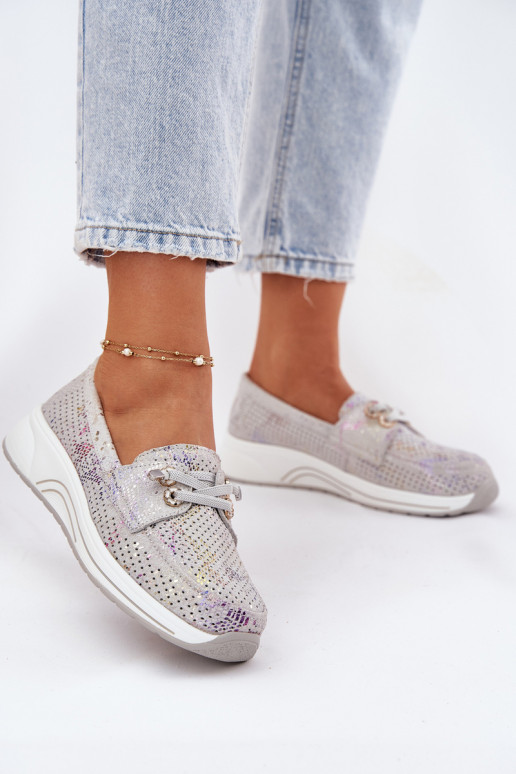 iš zomšos batai Pagaminta iš natūralios odos su platforma Artiker 56C2104 pilkos spalvos iš zomšos batai Pagaminta iš natūralios odos su platforma Artiker 56C2104 pilkos spalvos