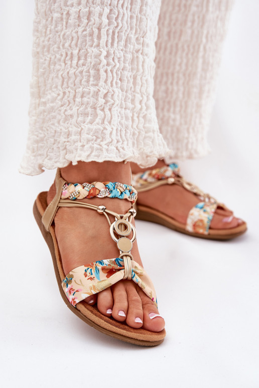 Lygiapadės basutės moterims Z Plecionymi Juostelėsem Ir Dekoracija Artiker 56C1316 aukso spalvos