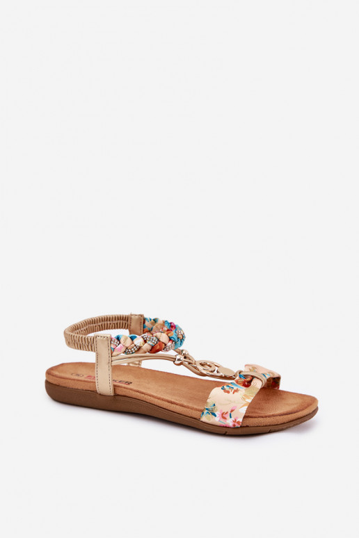 Lygiapadės basutės moterims Z Plecionymi Juostelėsem Ir Dekoracija Artiker 56C1316 aukso spalvos