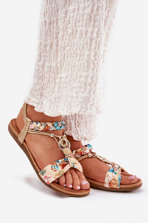 Lygiapadės basutės moterims Z Plecionymi Juostelėsem Ir Dekoracija Artiker 56C1316 aukso spalvos