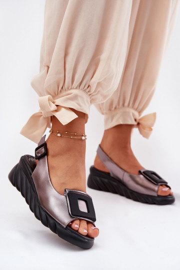 Moteriškos basutės Moteriškas Ant pleišto su dekoracija Artiker 56C2158 pilkos spalvos