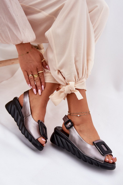 Moteriškos basutės Moteriškas Ant pleišto su dekoracija Artiker 56C2158 pilkos spalvos