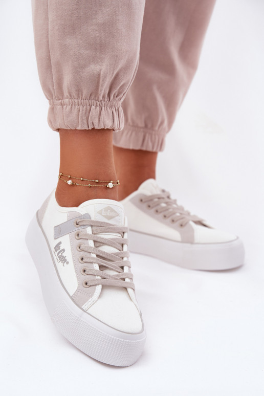 Laisvalaikio bateliai su platforma Lee Cooper LCIN-25-31-3479L Baltos-pilkos spalvos