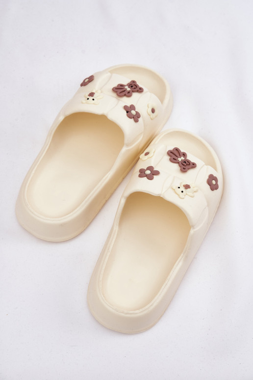 Lengvos šlepetės Šlepetės Z Przypinkami dramblio kaulo spalvos Redienna