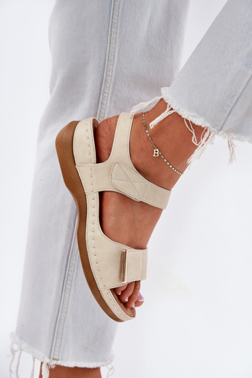 Patogios moteriškos basutės su lipniais užsegimais aukso spalvos Iphiope