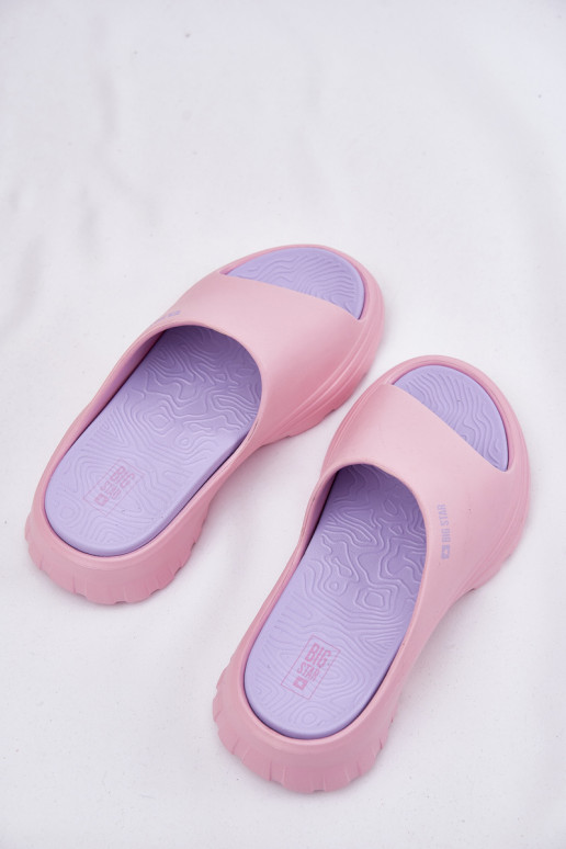 Lengvos šlepetės Moteriškos šlepetės Big Star RR274A587 rožinės spalvos