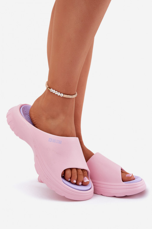 Lengvos šlepetės Moteriškos šlepetės Big Star RR274A587 rožinės spalvos