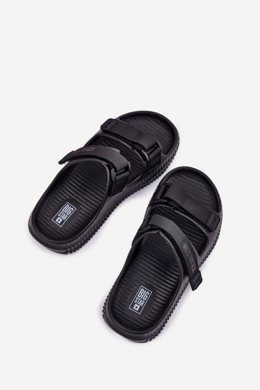 Lengvos šlepetės Moteriškos šlepetės Z su limpančiu užsegimuami Big Star RR274A527 juodos spalvos